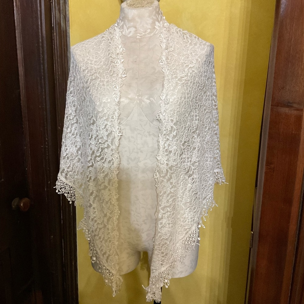 Vintage Margot Lea Design by Margot Los Angeles Ivory Lace Shawl